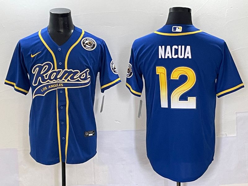 Men Los Angeles Rams #12 Nacua Blue Joint Name Nike 2025 Limited NFL Jersey style 05